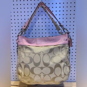 Coach (2010) Pink Signature Zoe Hobo Shoulder Bag
